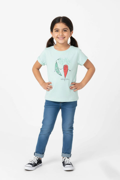 Girls Branded Graphic T-Shirt - Light Green