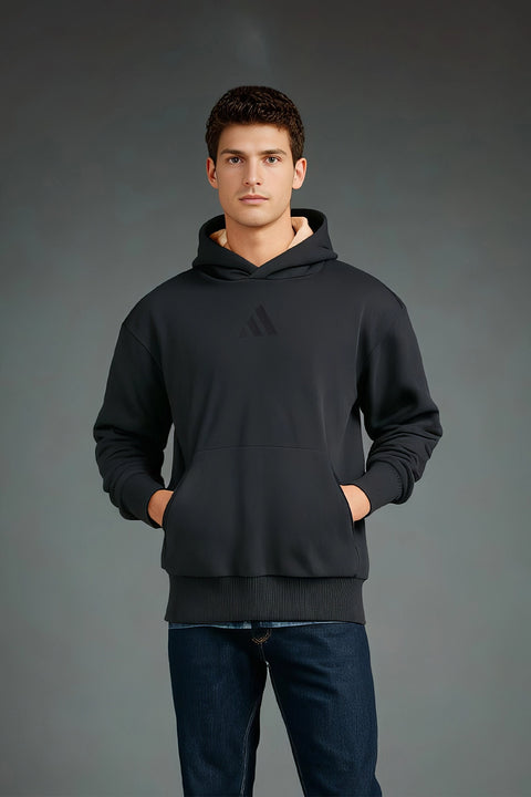 Men Branded Pull Over Hoodie - Black