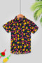 Boys Casual Printed Viscose Shirt - Black