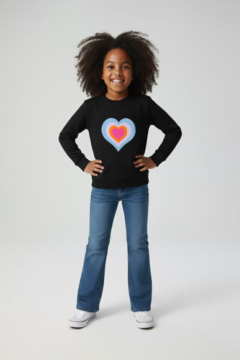 Girls Embellish Graphic Sweatshirt GS-10 - Black