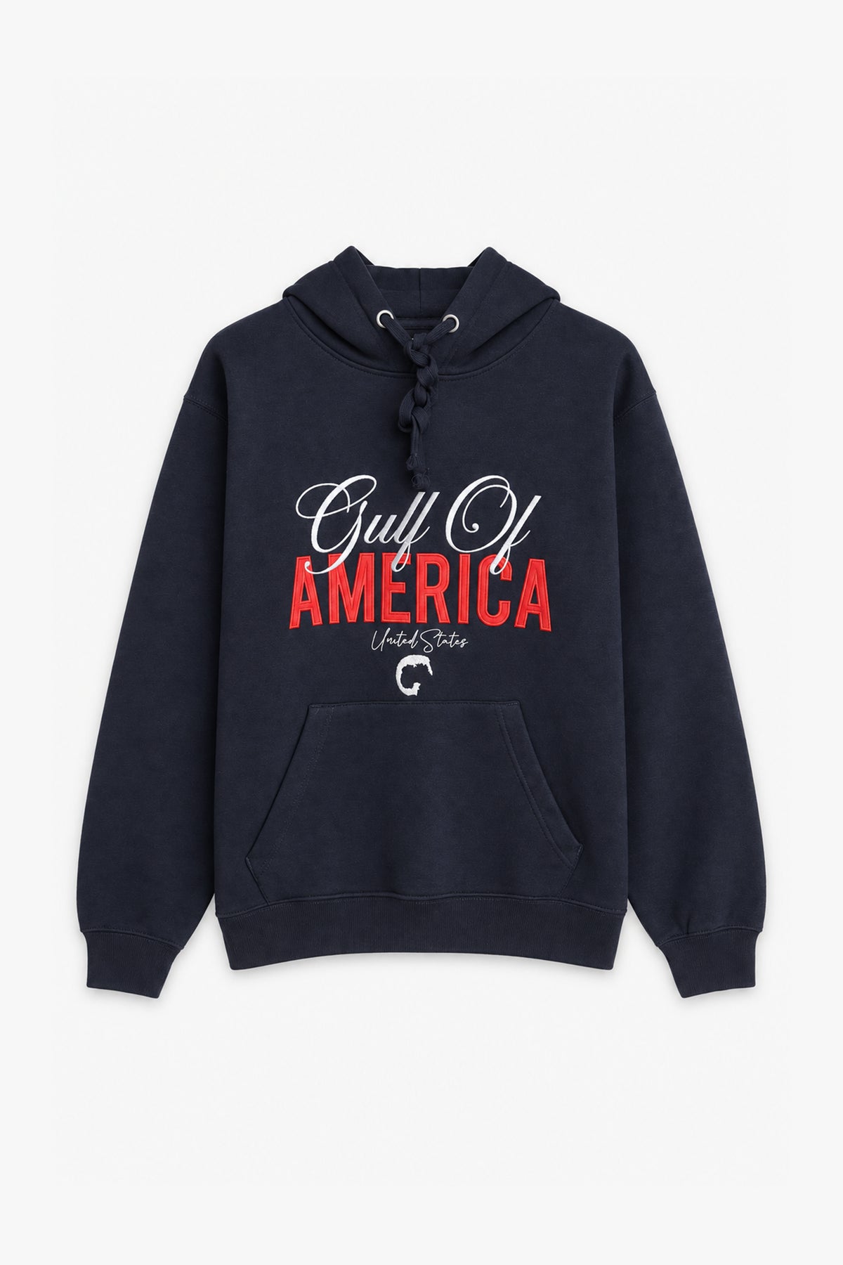 Men Branded Graphic Pullover Hoodie - Navy