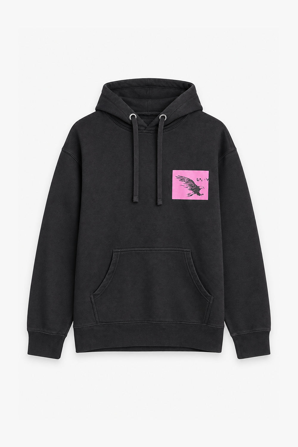 Men Branded Graphic Pullover Hoodie - Black
