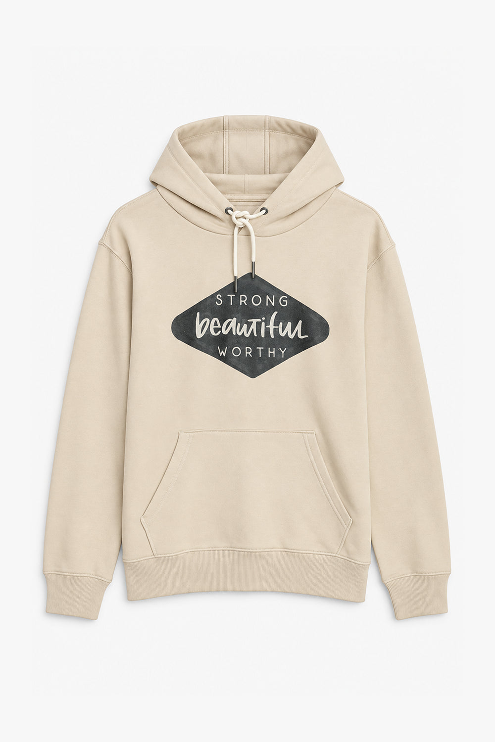 Men Branded Graphic Pullover Hoodie - Cream