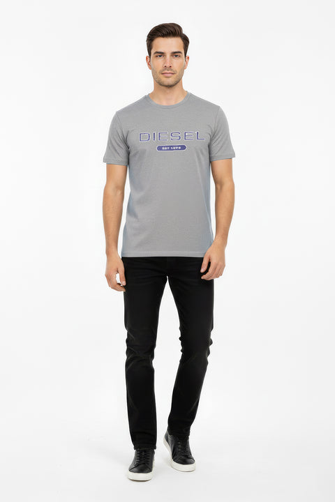 Men Branded Printed Tee - Grey