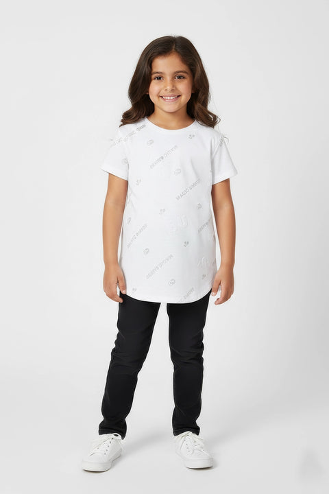 Girls Branded Graphic T-Shirt - White