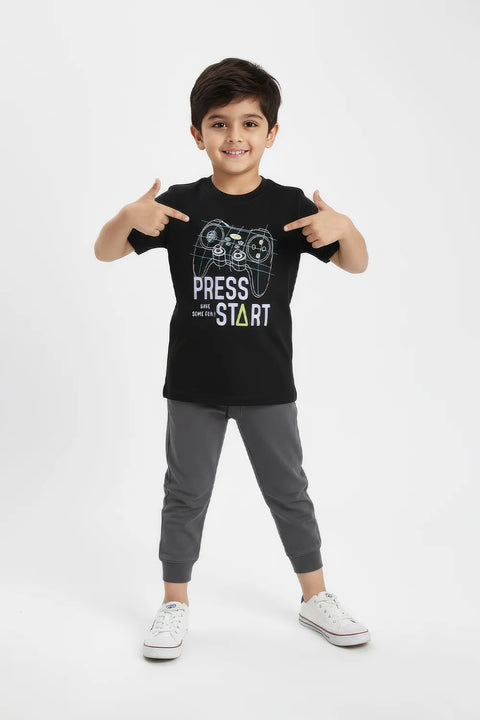 Boys Branded Graphic T-Shirt - Black