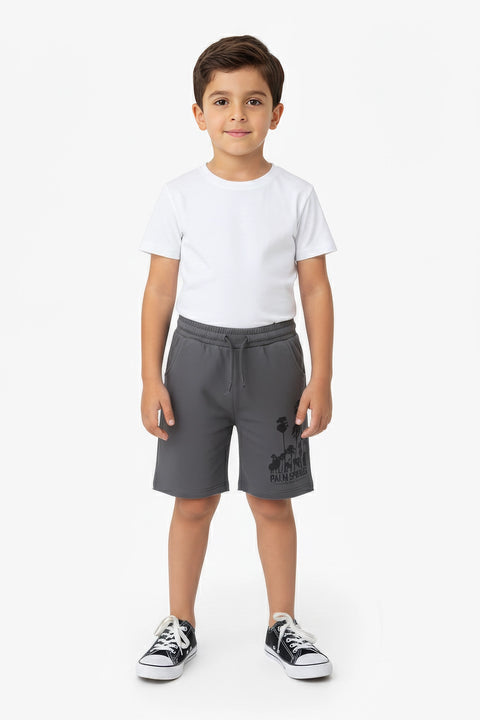 Boy Branded Graphic Short - D/Grey