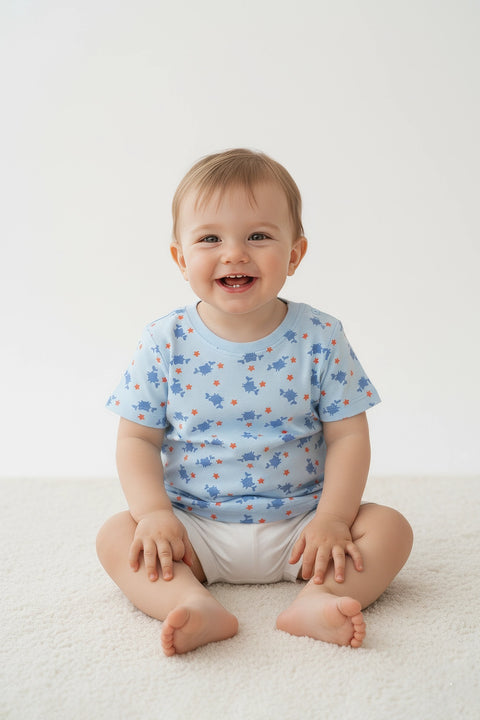Boys Branded Graphic T-Shirt - Sky Blue