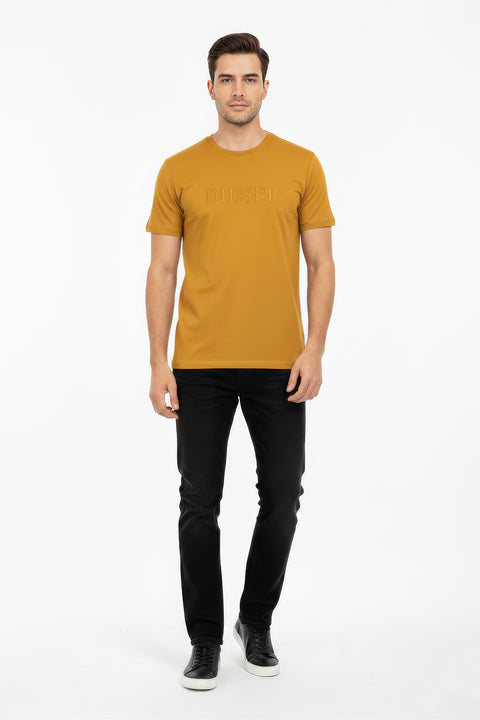 Men Branded Printed Tee - Mustard