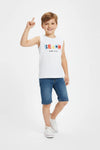 Boys Branded Graphic Sando - White