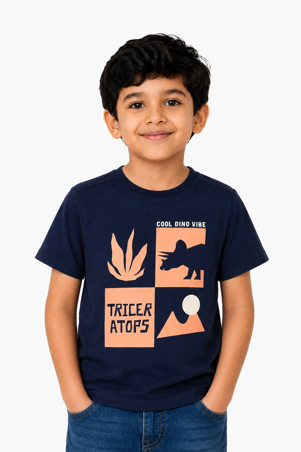 Boys Branded Graphic T-Shirt - Navy