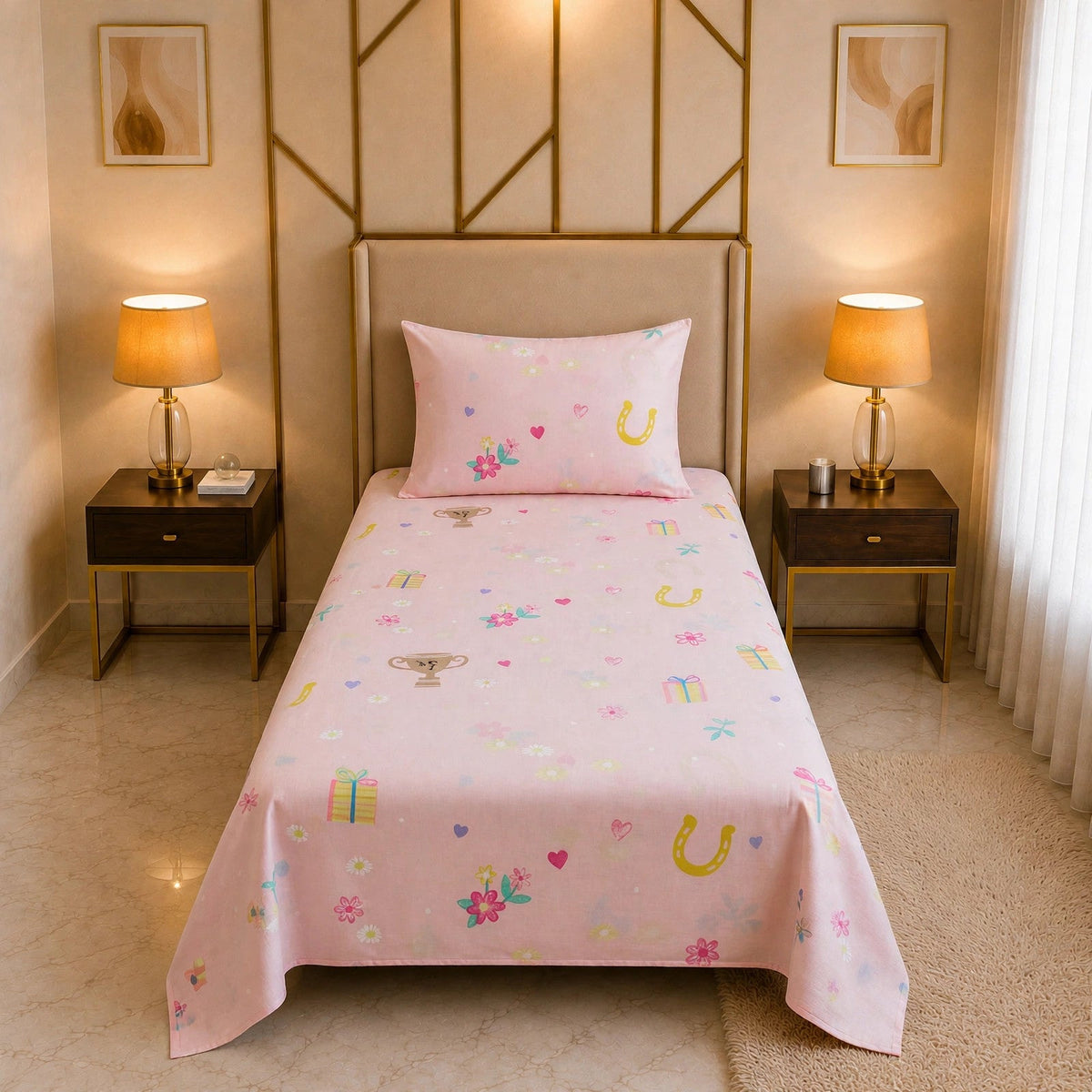 Kids Printed Cotton Rich Bedsheet Set TC-150