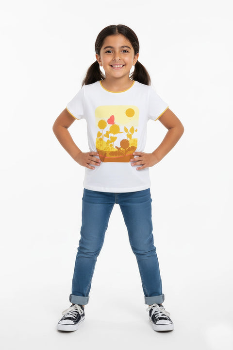 Girls Branded Graphic T-Shirt - White