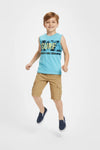 Boys Branded Graphic Sando - Sky Blue