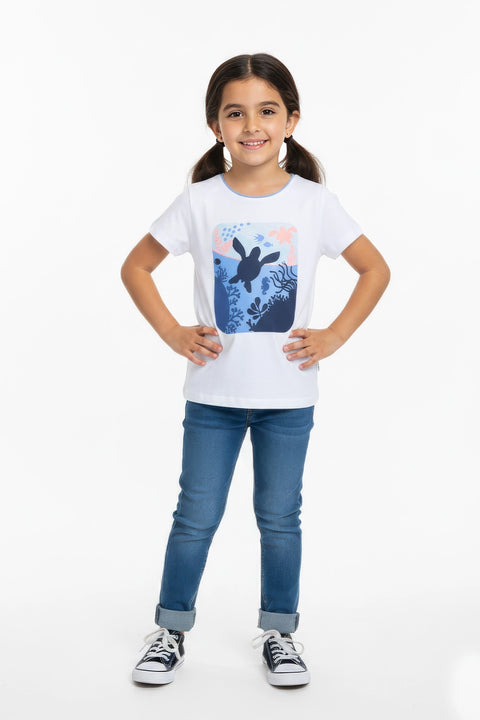 Girls Branded Graphic T-Shirt - White