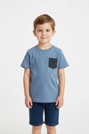 Boys Branded basic T-Shirt - Dusty Blue
