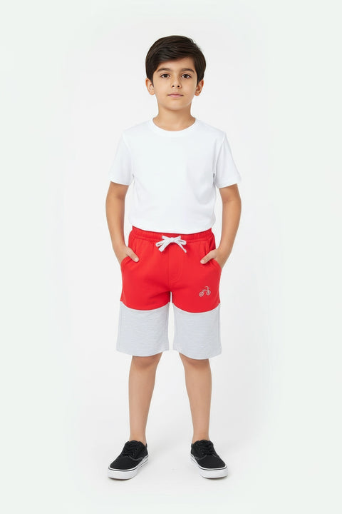 Boys Jersey Short - Gray & Red