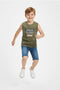 Boys Branded Graphic Sando - Olive