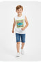 Boys Branded Graphic Sando - White