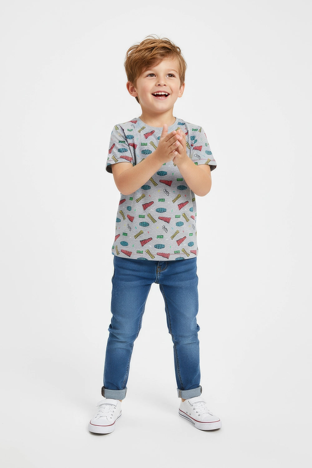 Boys Branded Graphic T-Shirt - Gray