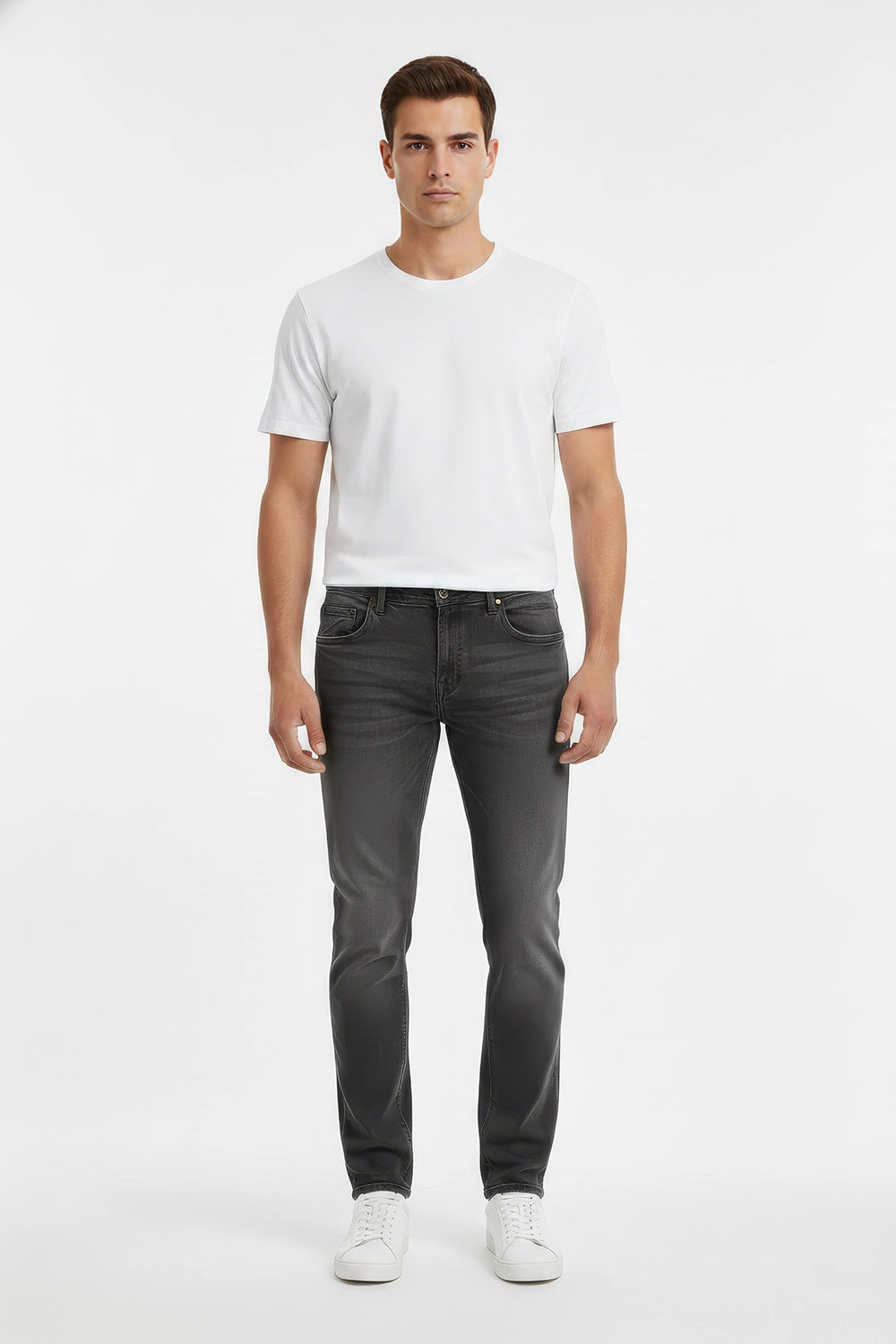 Men Branded Denim Jeans - Charcoal