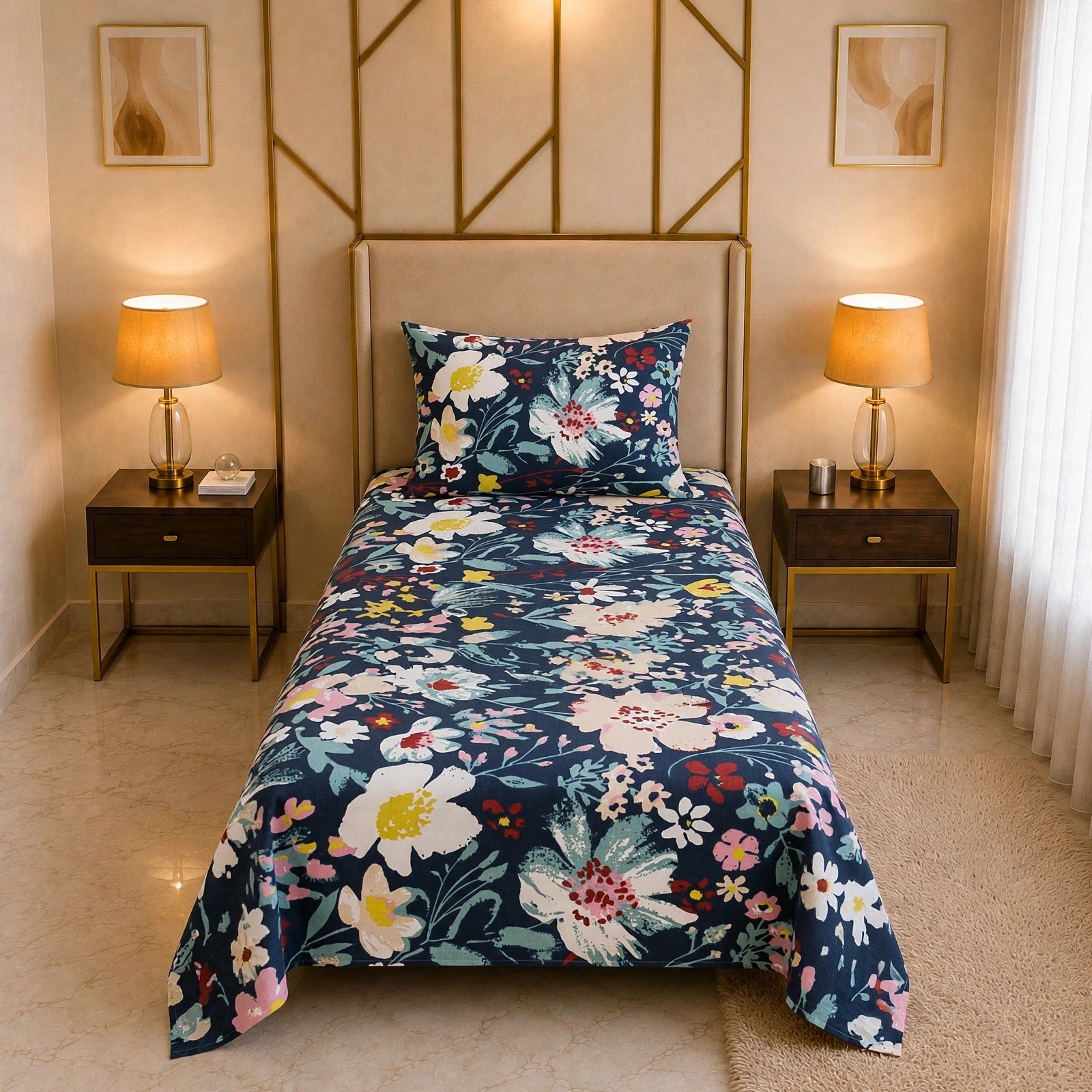 Knotco Printed Cotton Rich Bedsheet Set TC-150