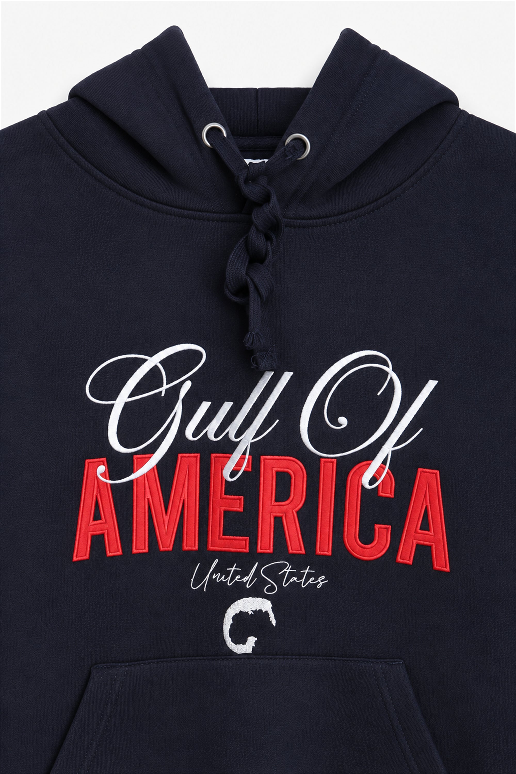 Men Branded Graphic Pullover Hoodie - Navy