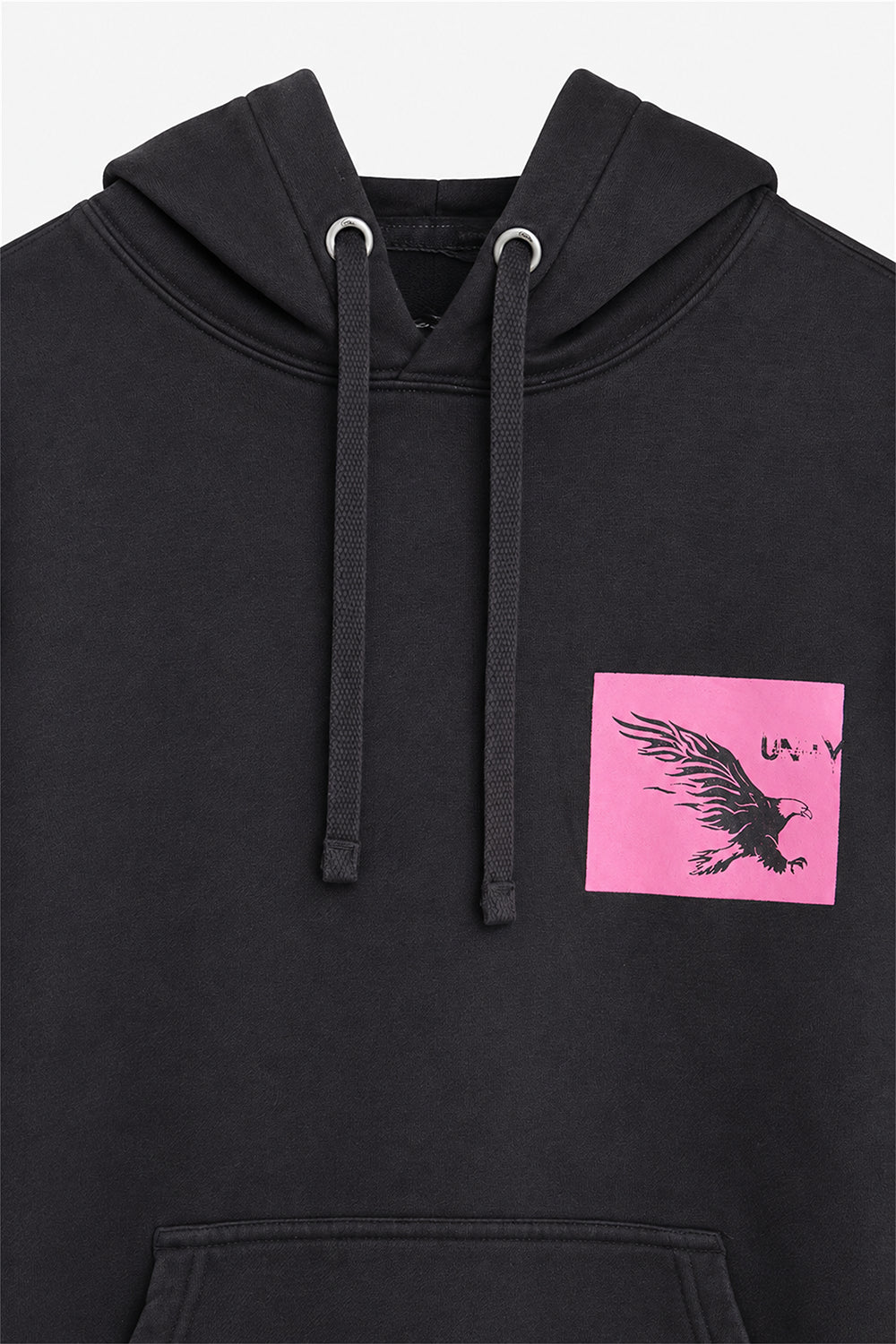 Men Branded Graphic Pullover Hoodie - Black