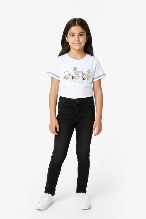 Girls Branded Graphic T-Shirt - White