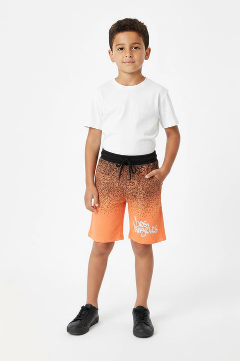 Boy Branded Graphic Terry Short - Orange