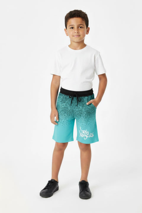 Boy Branded Graphic Terry Short - Blue