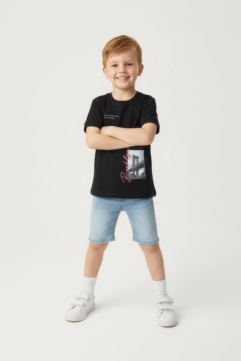 Boys Branded Graphic T-Shirt - Black