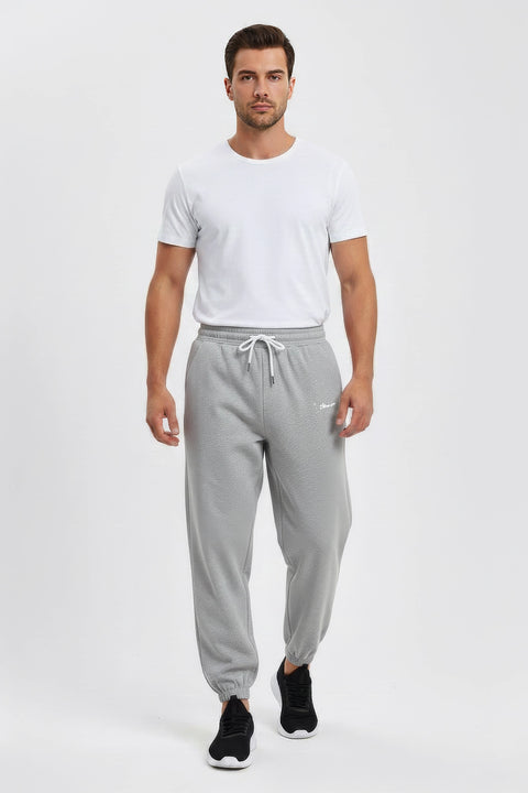 Men Branded Terry Trouser - Heather Grey