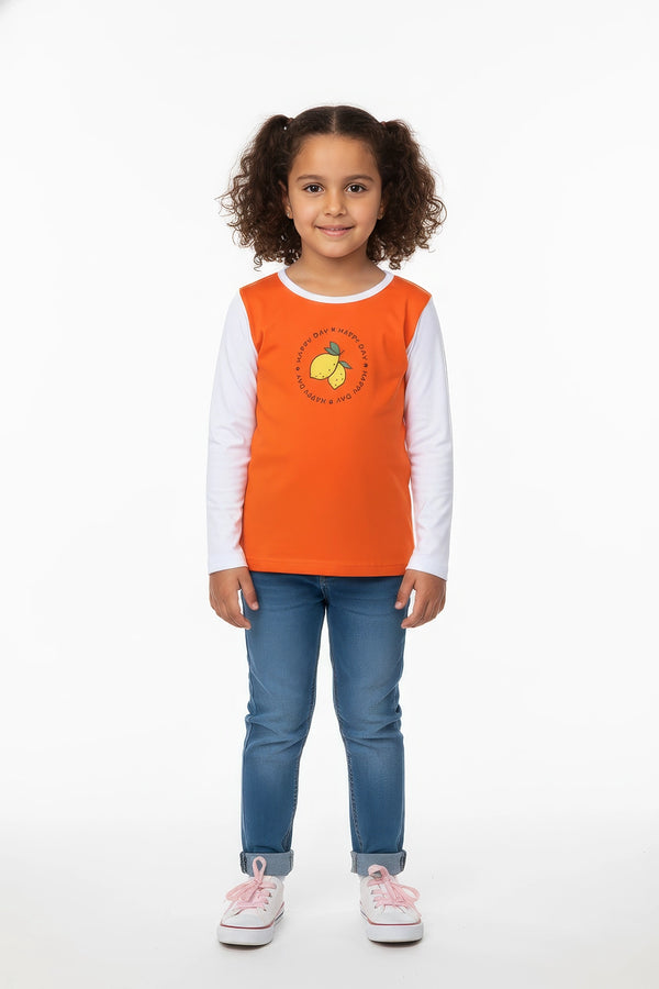 Girls Lycra T-Shirt - Orange