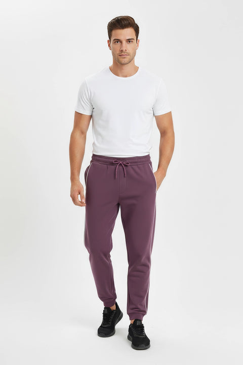 Men Branded Fleece Trouser - Burgundy