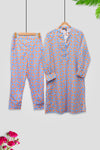 Women's Eastern Lawn Printed 2-Piece Suit WS23-105 - Blue Orange