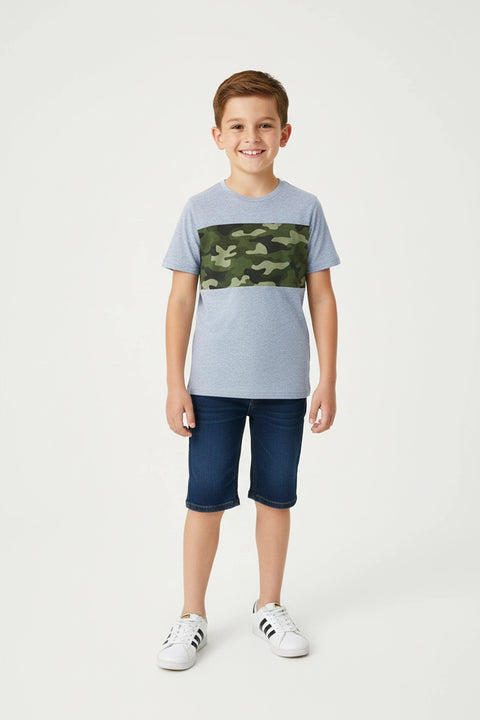 Boys Mid Camouflage T-Shirt - Gray