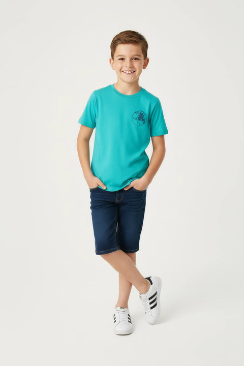 Boys Branded Graphic T-Shirt - Sea Green