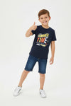 Boys Branded Sequins Graphic T-Shirt - Navy