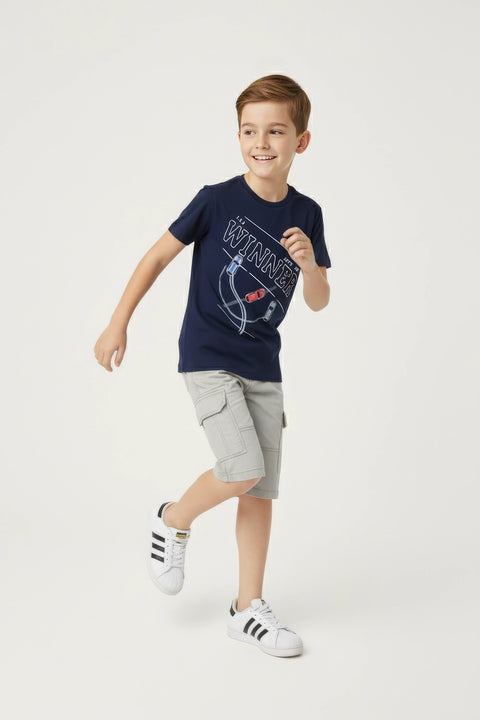 Boys Branded Graphic T-Shirt - Navy