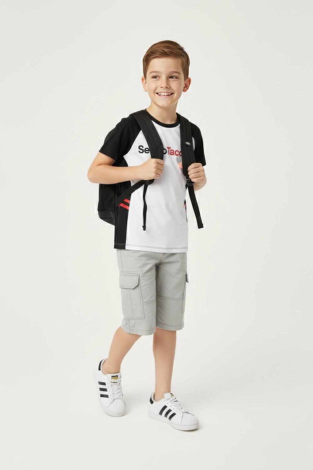 Boys Branded Graphic T-Shirt - Black and White