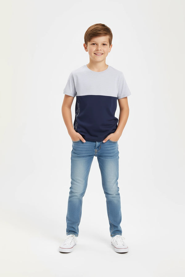 Boys Branded T-Shirt - White And Navy