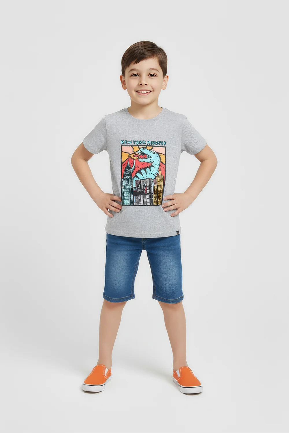 Boys Branded Graphic T-Shirt - Heather Grey