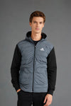 Men Branded Puffer Jacket  - Grey And Black