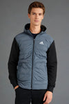 Men Branded Puffer Jacket- Grey And Black