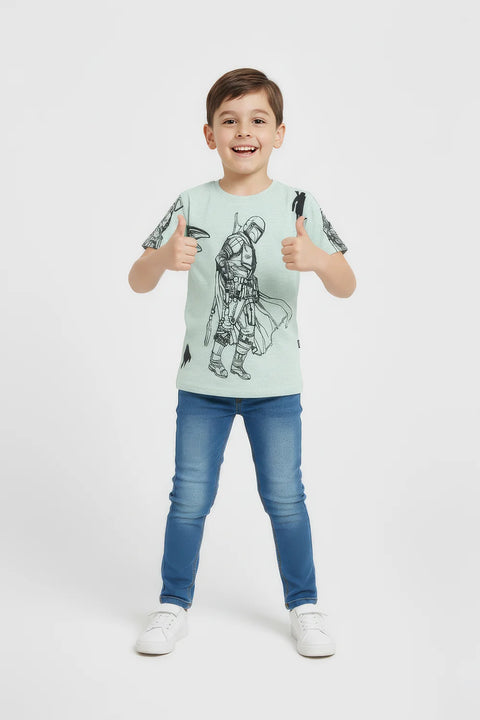 Boys Branded Graphic T-Shirt - Dusty Green
