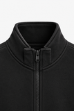 Men Branded Fleece Zipper - Black