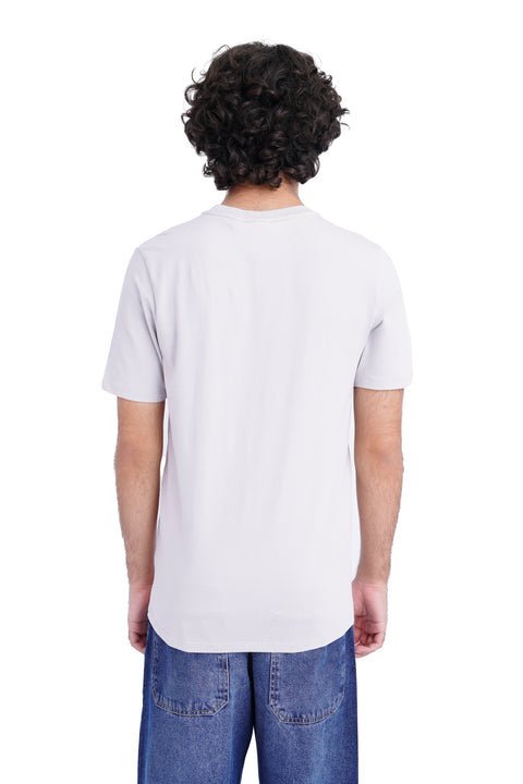 Men Branded Embroidered Tee - Ice Grey