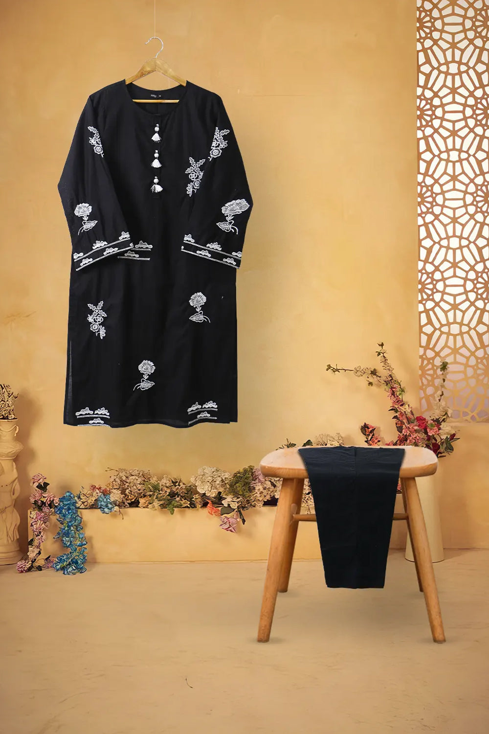 2 PIECE EMB LAWN SOLID SUIT