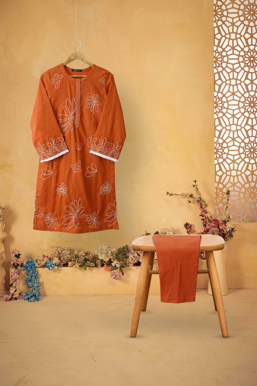 2 PIECE EMB LAWN SOLID SUIT